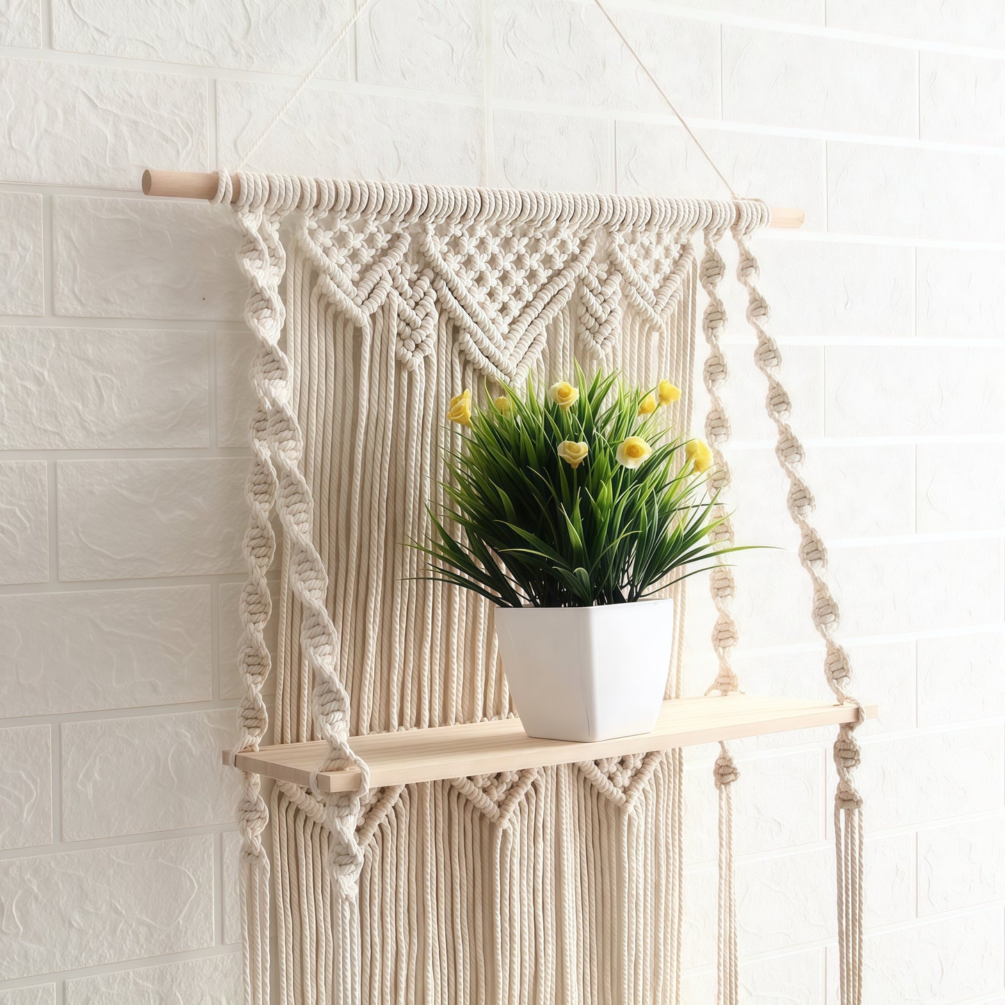Floating Shelf in Macramé Wood