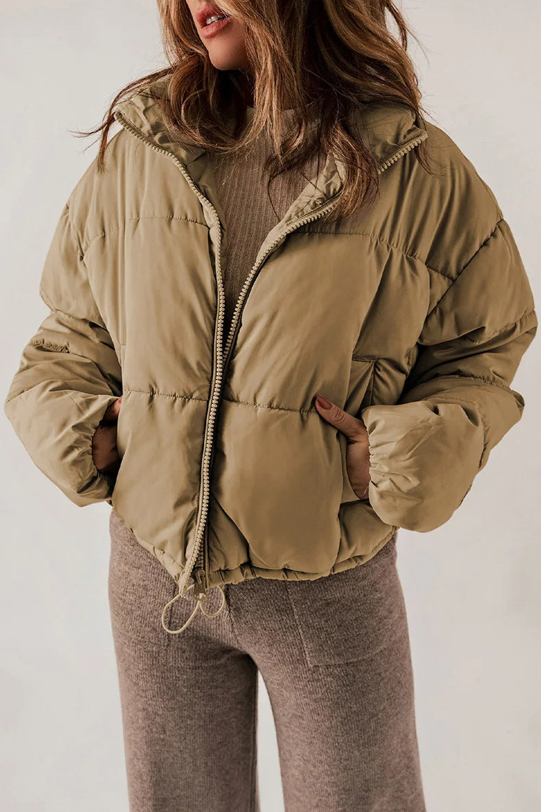 Long Women's Down Jacket with Warm Padding