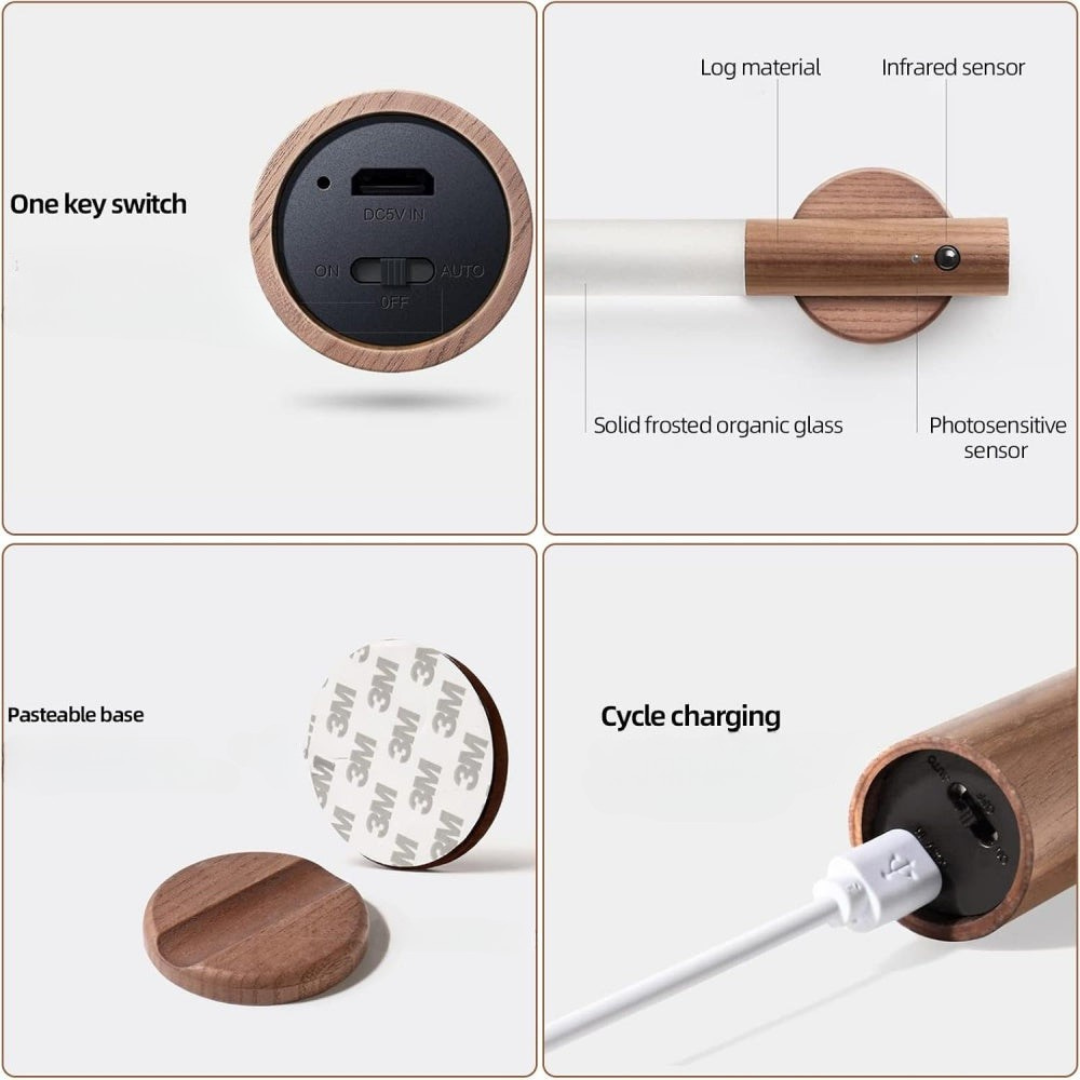 Applique da Parete in Legno con Sensore di Movimento Ð Illuminazione Intelligente per Camera da Letto e Corridoio 8