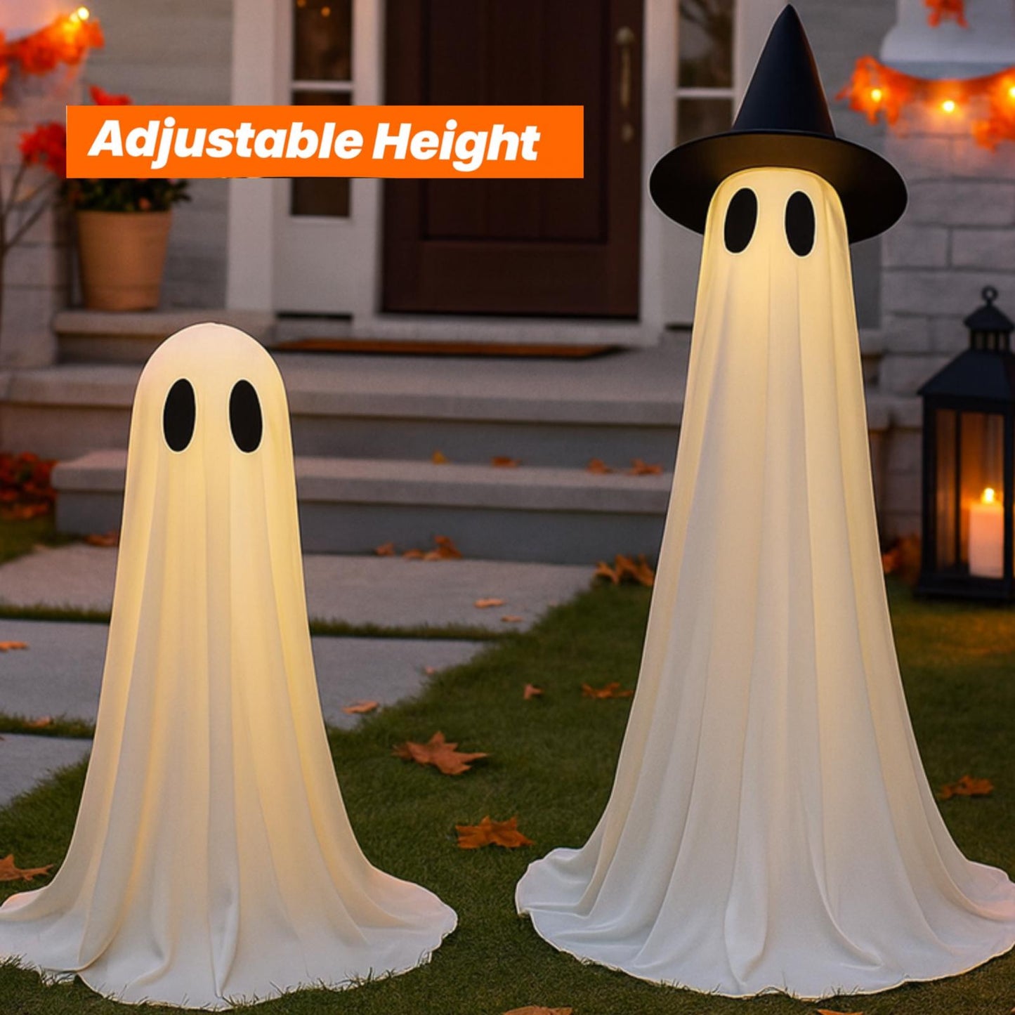 2 Ghost LED Set Bright & Spooky Halloween Decor