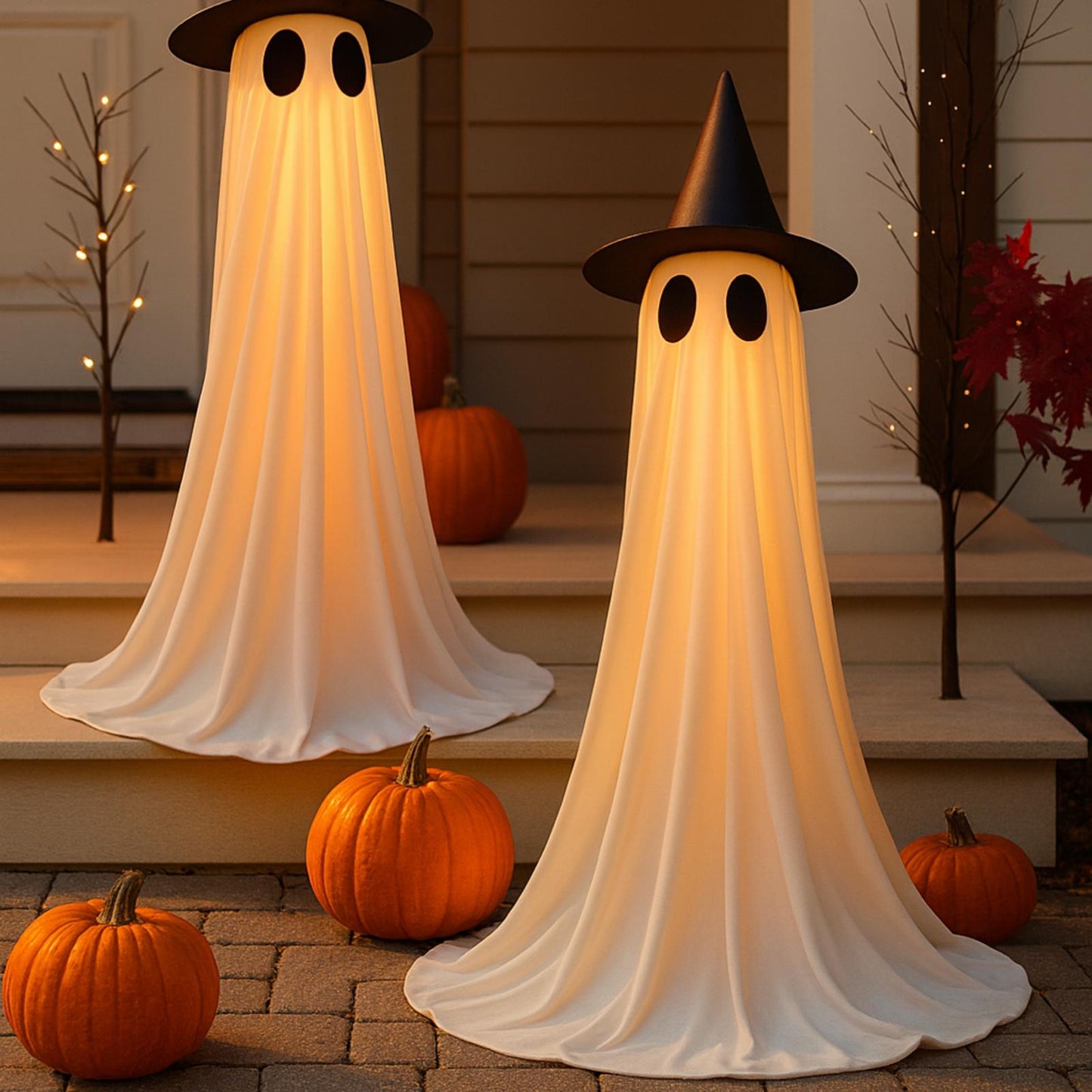 2 Ghost LED Set Bright & Spooky Halloween Decor