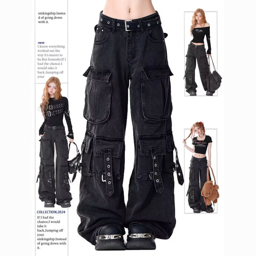 Mason | Vintage Cargo Jeans Dritti con Multitasche per Look Grunge 0
