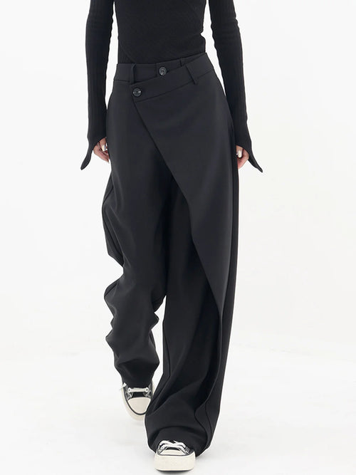 Sophie | Eleganti Pantaloni Palazzo Neri Asimmetrici per Donna 0