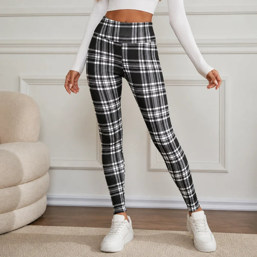 Sophie | Leggings Termici Alta Vita con Fantasia a Quadri e Fodera Spazzolata 0