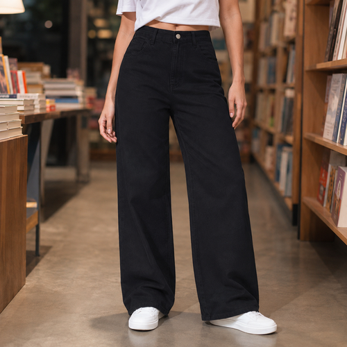 Rufina | Women's High-Waisted Wide-Leg Jeans - Casual Comfort