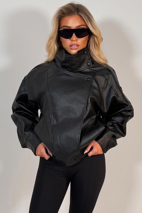 Ludmilla | Damenjacke aus Kunstleder mit Stehkragen - Urbaner Alltagslook