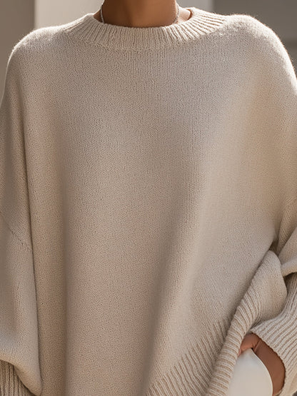 Livia | Women's Oversized Poncho Sweater with Asymmetrical Hem - Elegant Comfort