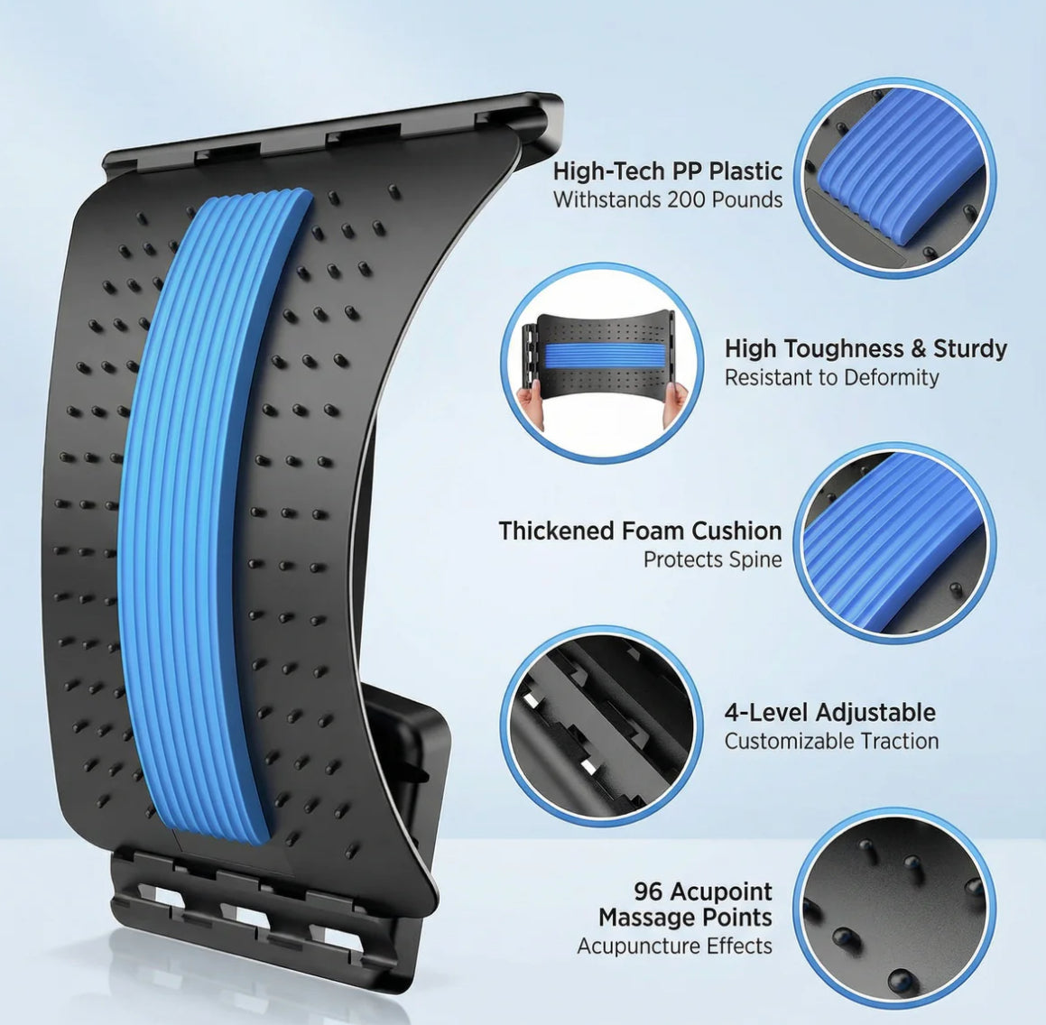 SpineFlex Pro | Barella Regolabile per Schiena con Supporto Ergonomico | Sollievo e Mobilità Quotidiana