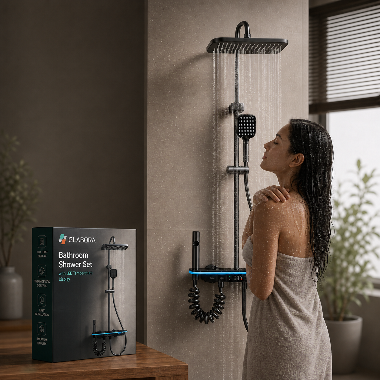 Complete Douche Set | Douchekit met LED Display en Regendouche - Comfort en Veiligheid voor Je Badkamer