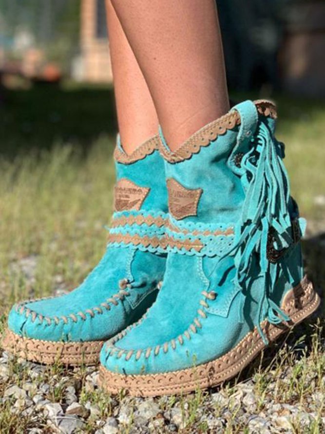 Eleonora | Boho Women's Ankle Boots with Western-Style Fringe - Casual Character