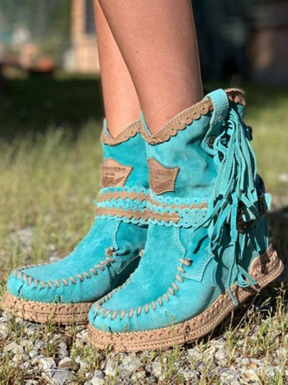 Eleonora | Boho Women's Ankle Boots with Western-Style Fringe - Casual Character