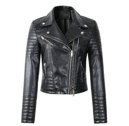 Giuliana | Women's Slim-Fit Biker Jacket with Quilted Panels and Zipper - Urban Edge