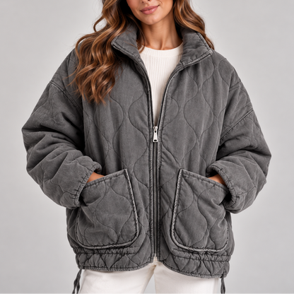 Rebecca | Oversized Quilted Women's Jacket with High Collar and Zipper - Everyday Warmth