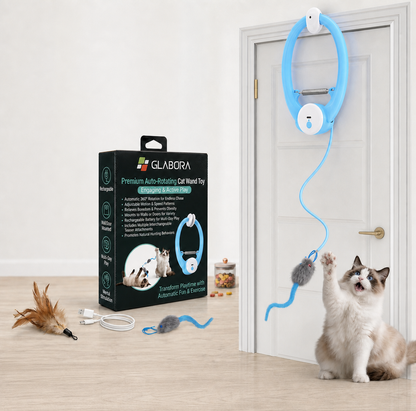 GLABORA KIT ARRICCHIMENTO GATTI 4-IN-1 | GIOCATTOLO AUTOMATICO, PUZZLE FEEDER, TIRAGRAFFI LETTO E TUNNEL MODULARE