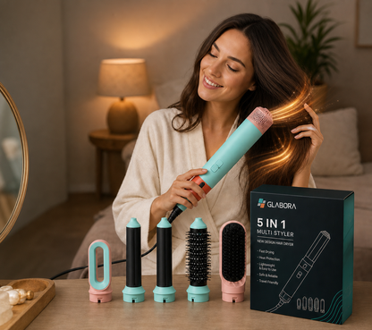 Styler MultiFunzione 5 in 1 | Asciugacapelli con Spazzola ad Aria Calda e Cilindro Arricciacapelli | Strumento Versatile per Styling Capelli Perfetti