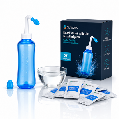 Irrigatore Nasale | Bottiglia per Lavaggio Naso Ergonomica da 300ml | Trattamento Sicuro per Sinusite e Rinite Allergica