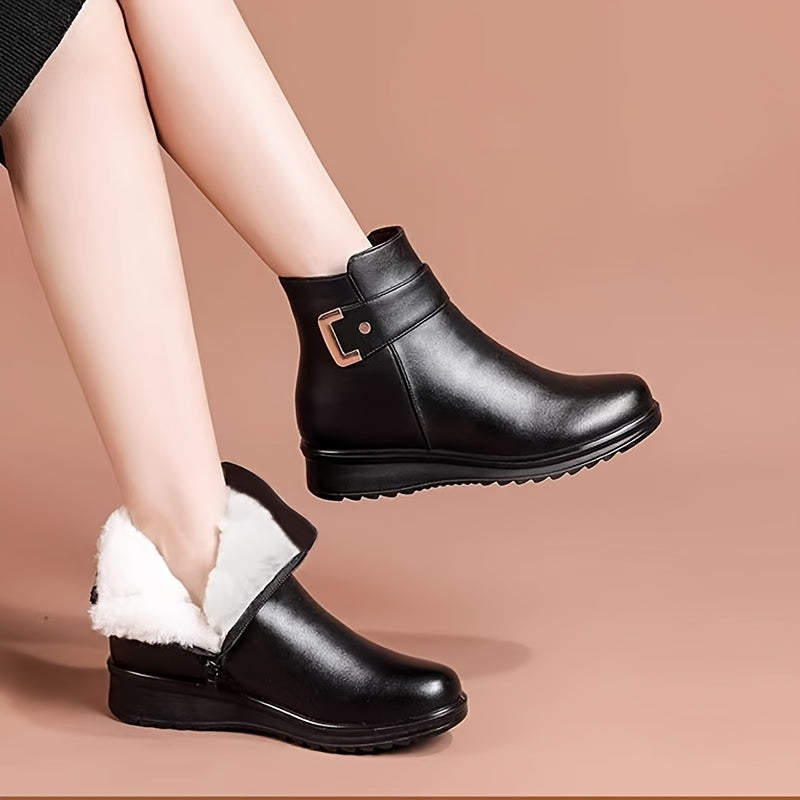 Nadia | Damenstiefeletten mit weichem Futter und niedrigem Keilabsatz - Wärme für jeden Tag