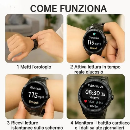 Innovative Smartwatch | Non-Invasive Blood Sugar Monitoring with Bluetooth | IP67 Waterproof for Health and Fitness Control