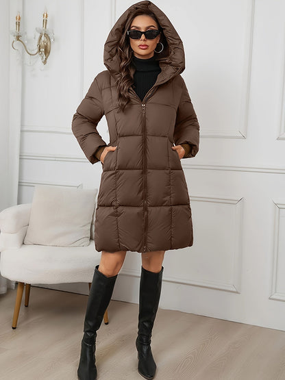 Viola | Women's Long Padded Coat with Hood - Elegance and Warmth