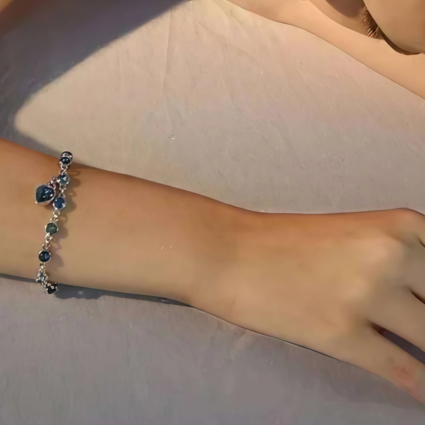 Women's Silver Bracelet with Blue Crystal