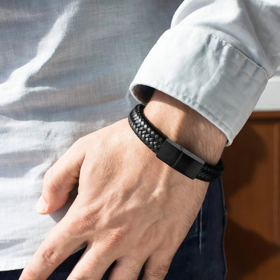 Bracciale Uomo in Pelle Magnetico