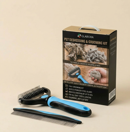 Glabora Kit Toelettatura Cani Professionale 4-in-1 | Tagliaunghie Elettrico, Spazzola Slanatore, Spazzola Bagno in Silicone e Asciugamano Microfibra