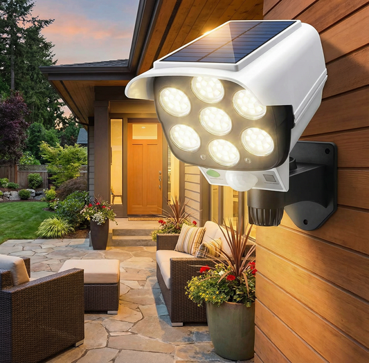 Proiettore Solare | Proiettore con Sensore di Movimento e LED Potenti | Illuminazione per Sicurezza Esterni e Risparmio Energetico