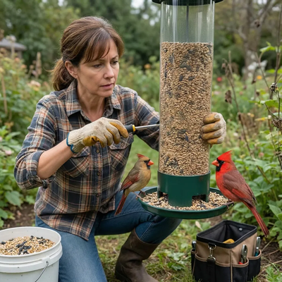 Mangeoire pour oiseaux | À l’épreuve des écureuils avec perchoir rotatif | Design résistant pour une alimentation continue