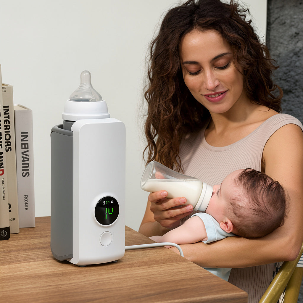 Portable Wireless Bottle Warmer | Rechargeable with Digital Display | Practical Solution for Parents on the Go