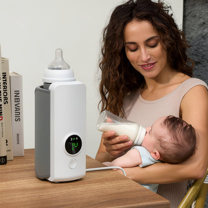 Portable Wireless Bottle Warmer | Rechargeable with Digital Display | Practical Solution for Parents on the Go