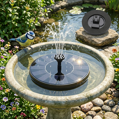 Fontaine de jardin solaire | Pompe à eau avec 4 modes de pulvérisation | Installation facile pour les espaces extérieurs