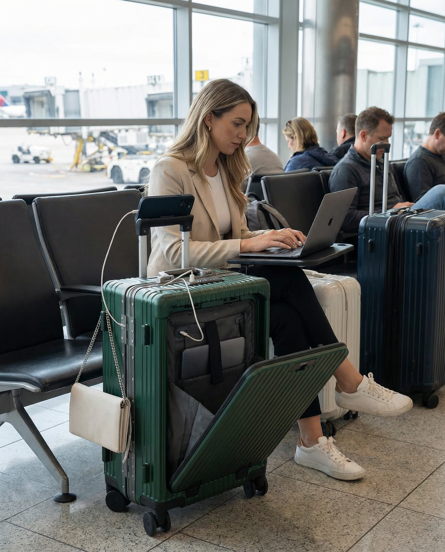 All-in-One Carry-On Luggage with USB Port and Laptop Pocket - Sleek Design for Comfortable Travel