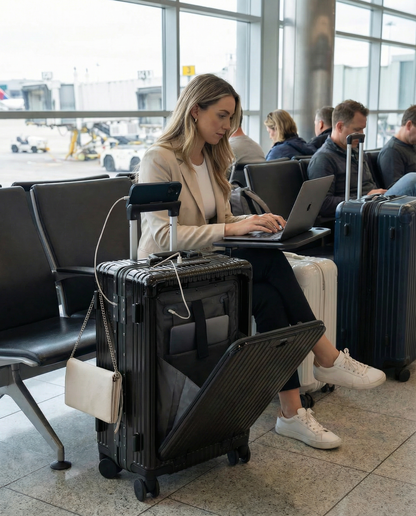 All-in-One Carry-On Luggage with USB Port and Laptop Pocket - Sleek Design for Comfortable Travel