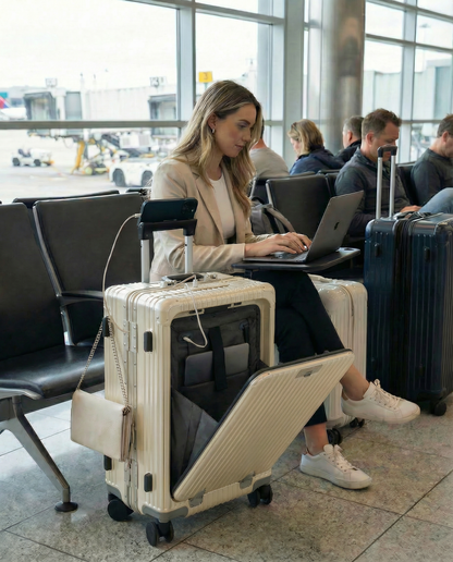 All-in-One Carry-On Luggage with USB Port and Laptop Pocket - Sleek Design for Comfortable Travel