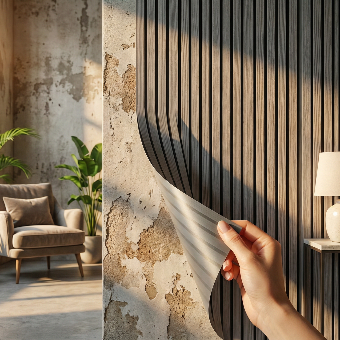 Decorative Wall Panels for Interiors | 3D PVC Adhesive Panels with Wood Effect | Easy Installation to Refresh Any Space