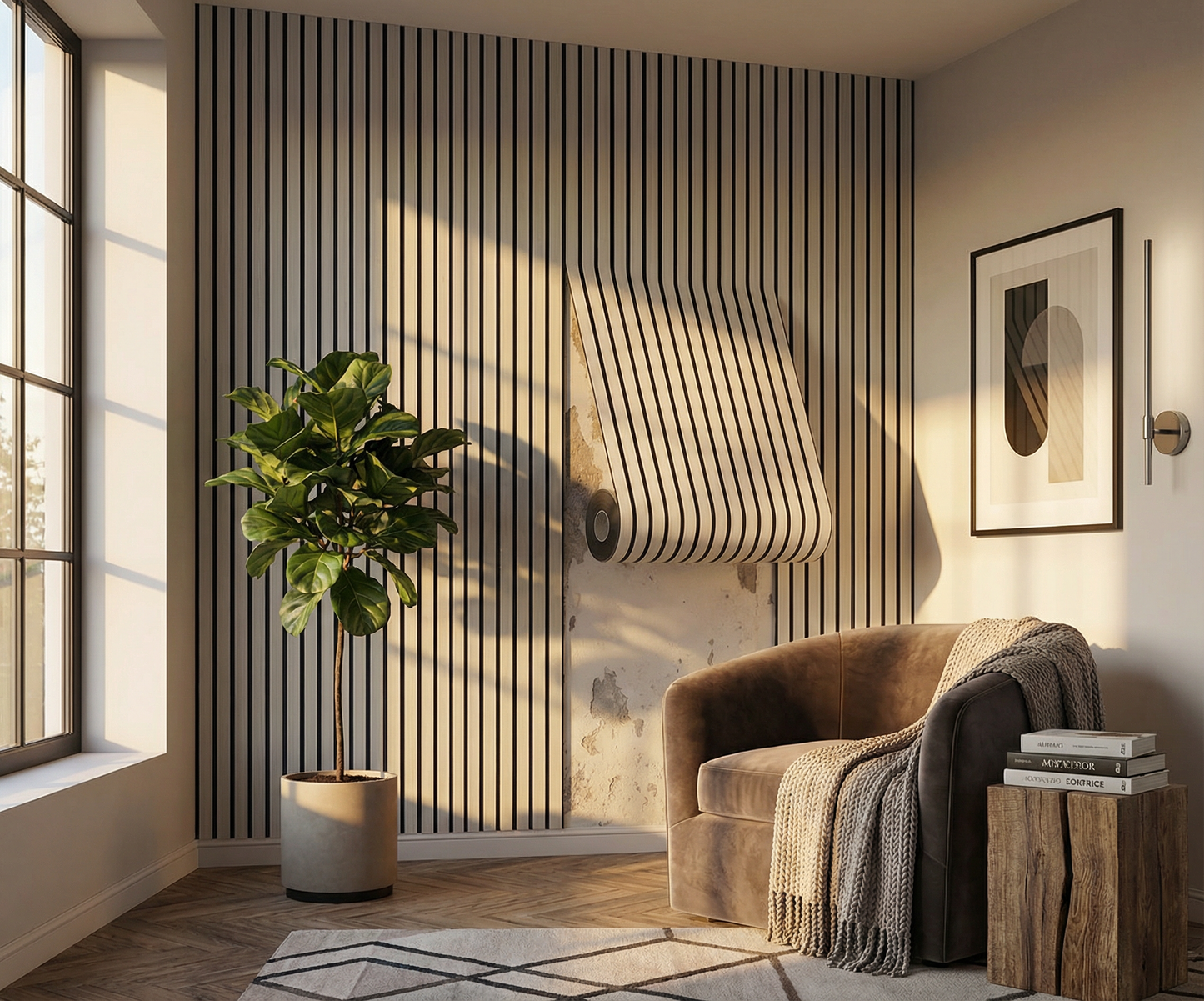 Decorative Wall Panels for Interiors | 3D PVC Adhesive Panels with Wood Effect | Easy Installation to Refresh Any Space