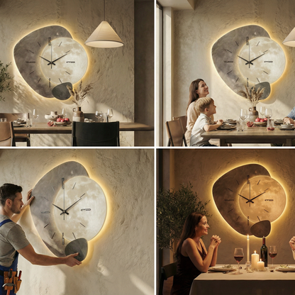 Orologio da Parete in Legno con LED – Design Moderno con Luce Ambientale, Silenzioso ed Elegante per Casa e Ufficio