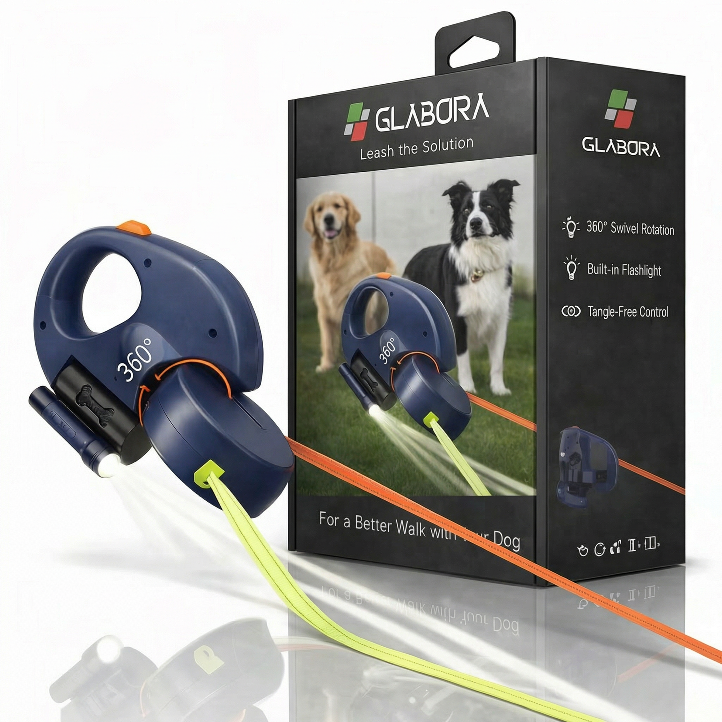 Multifunctional Double Dog Leash with Built-in Flashlight - Independent Control for Safe Walks