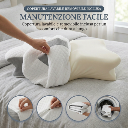 Cuscino Cervicale Ergonomico | Cuscino Memory per Alleviare il Dolore al Collo | Supporto Ottimale per Sonno Ristoratore