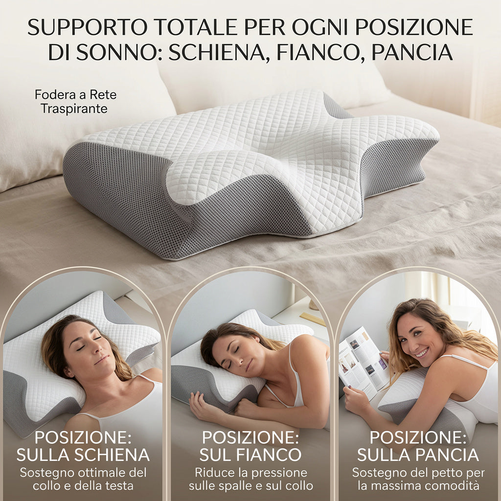 Cuscino Cervicale Ergonomico | Cuscino Memory per Alleviare il Dolore al Collo | Supporto Ottimale per Sonno Ristoratore