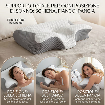 Cuscino Cervicale Ergonomico | Cuscino Memory per Alleviare il Dolore al Collo | Supporto Ottimale per Sonno Ristoratore