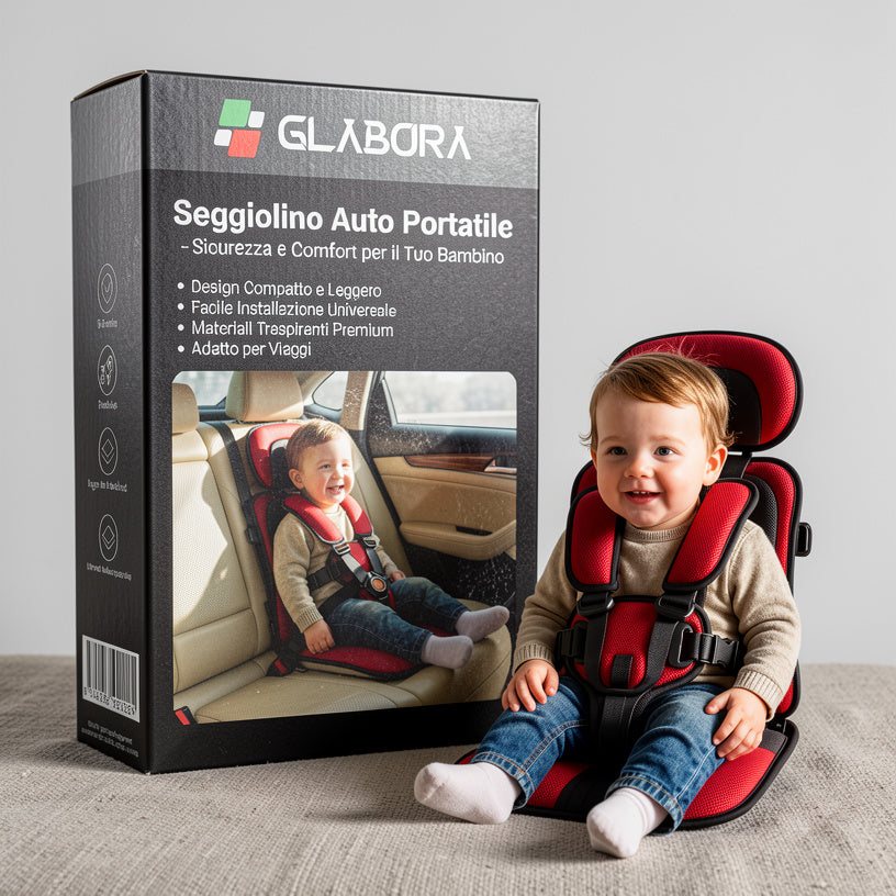 Seggiolino Da Viaggio Compatto | Leggero E Pieghevole Con Imbracatura Sicura | Comodo E Pronto Per Viaggi Con Bambini
