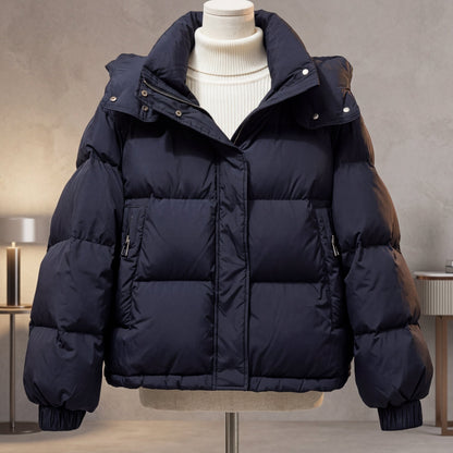 Elvira | Cropped oversized women's quilted jacket with high collar - Structured comfort