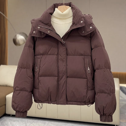 Elvira | Cropped oversized women's quilted jacket with high collar - Structured comfort