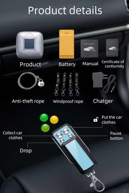 Copertura Auto Solare Automatica Retrattile e Pieghevole I Protezione Intelligente Impermeabile contro Sole e Pioggia