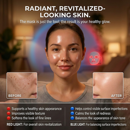 Maschera Viso LED | Terapia della Luce con Ringiovanimento e Collagene | Trattamento Anti-invecchiamento per Pelle Radiosa