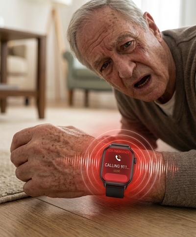 Multifunctionele Heren Smartwatch met GPS en Hartslagmeter | IP68 Waterdicht | Geavanceerde Fitness Tracker | SOS Noodfunctie voor Ouderen