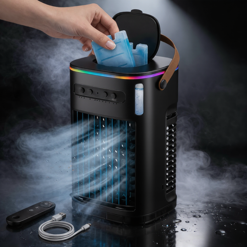 Portable Air Cooler with 1.2 L Tank and Remote Control | Adjustable Mist for Optimal Comfort and Absolute Silence