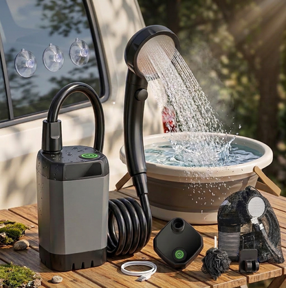 Electric Portable Camping Shower with 6000 mAh Battery | Easy to Use for Outdoor Adventures