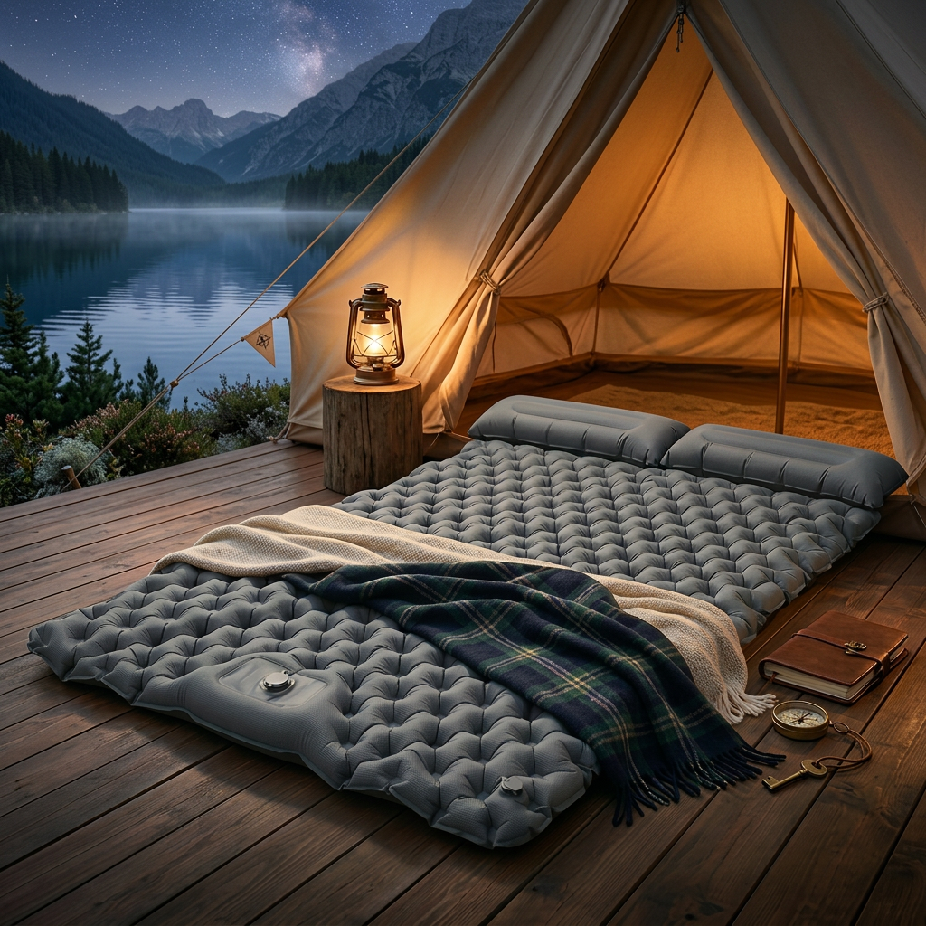 Ultralight Double Self-Inflating Trekking Mattress with Extra Wide Design | Ideal Comfort for Camping and Hiking